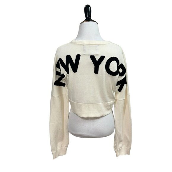 Spirit Jersey Women's L Large Crop Knit Sweater New York Applique Long Sleeves - Picture 7 of 9